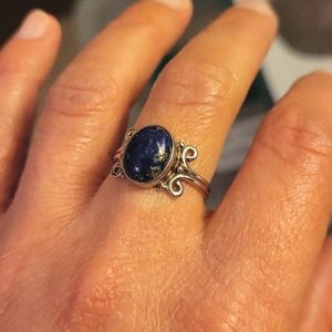 Handmade lapis & sterling ring